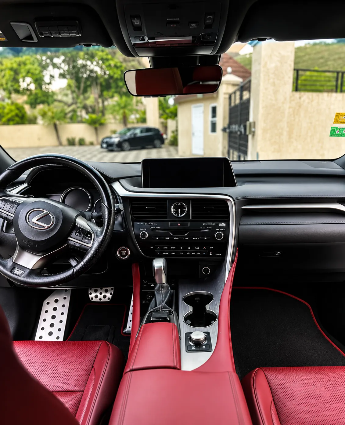 Detailed Lexus interior with red leather seats